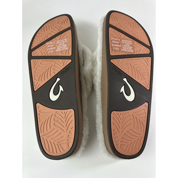NWOT OluKai Kipe'a Heu Sandal Slippers Fuzzy Soft Wool Shearling Women's Size 10 - Picture 10 of 11